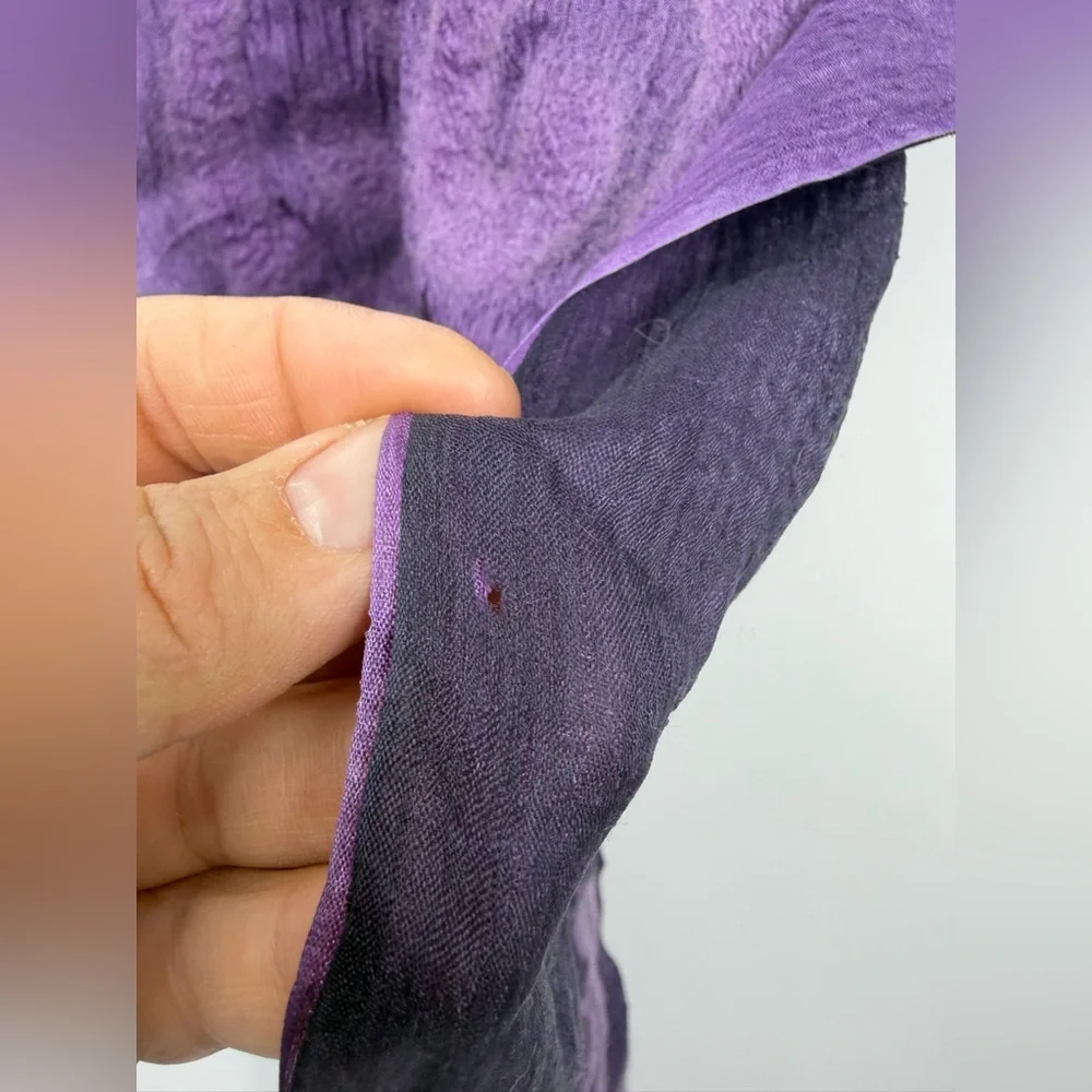 HANDCRAFTED BY 7 SISTERS SILK & FELTED WOOL‎ purple FLOWERS SCARF/SHAWL 15x72”